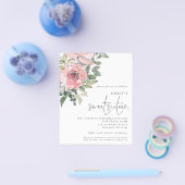 PAPER Blush Pink Florals Sweet 16 Uitnodiging Flyer (Enkel)