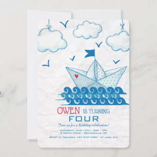 Paper Boat Invitation Kaart