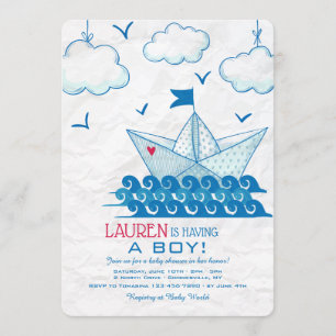 Paper Boat Invitation Kaart