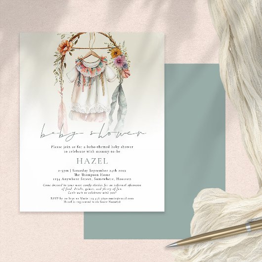 PAPER Boho  Kleding Script Baby shower Flyer