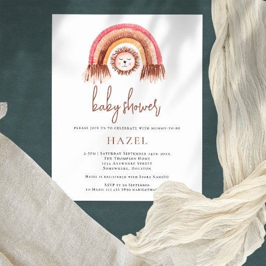 PAPER Boho Leuke Leeuw Regenboog Baby shower uitno Flyer