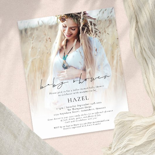 PAPER Boho Photo Overlay Script Baby shower Flyer