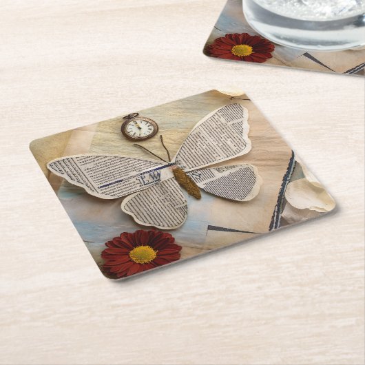 Paper Butterfly Coaster Kartonnen Onderzetters (Schuin)
