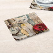 Paper Cat Coaster Kartonnen Onderzetters (Schuin)