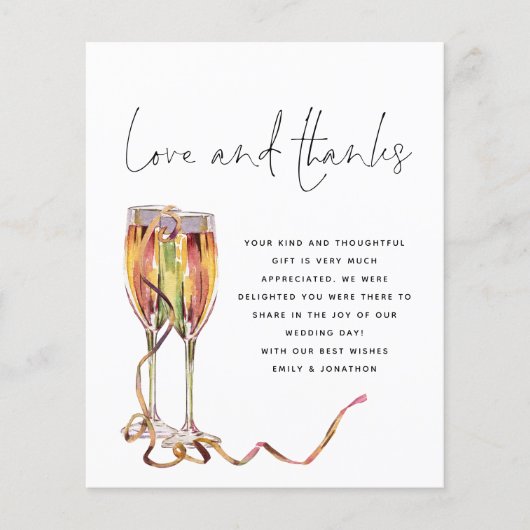 PAPER Champagne Script Foto Huwelijks Dankjewel Ka Flyer (Voorkant)