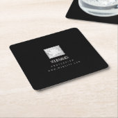 PAPER COASTER BUSINESS CARD : LOTUS : ROZE + ZWART KARTONNEN ONDERZETTERS (Schuin)