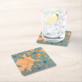 Paper Coaster Contemporary Leaf Design in Peach Kartonnen Onderzetters (Insitu)