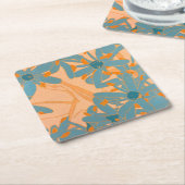 Paper Coaster Contemporary Leaf Design in Peach Kartonnen Onderzetters (Schuin)