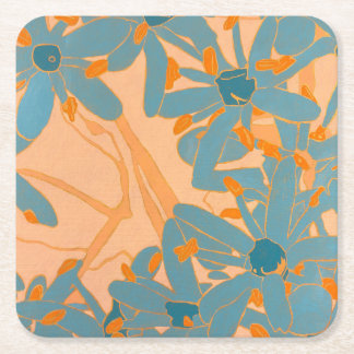 Paper Coaster Contemporary Leaf Design in Peach Kartonnen Onderzetters