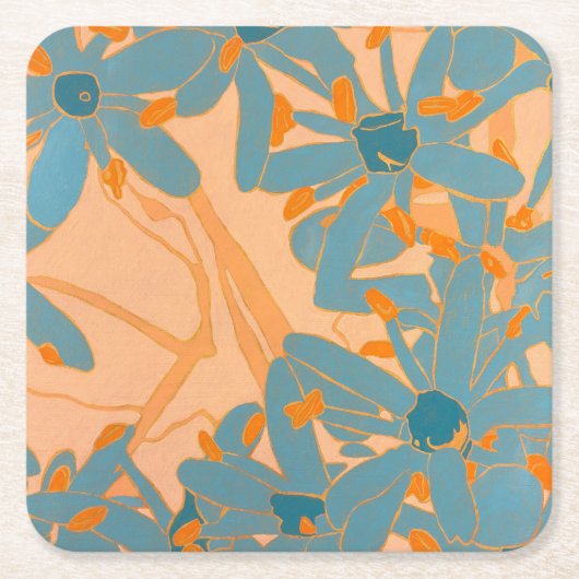 Paper Coaster Contemporary Leaf Design in Peach Kartonnen Onderzetters (Voorkant)