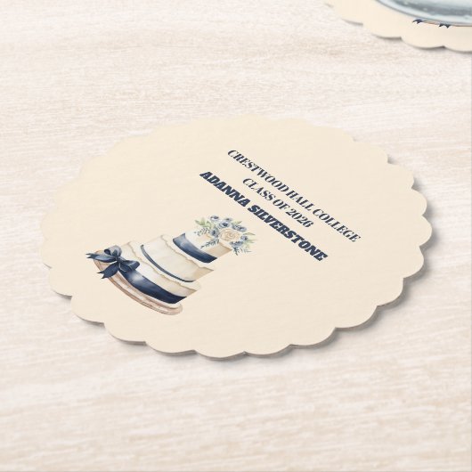 Paper Coaster-Editable Graduation Tableware Set Kartonnen Onderzetters (Gekanteld)