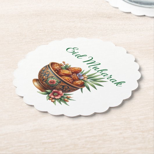 Paper Coaster-Eid Mubarak Tableware Kartonnen Onderzetters (Gekanteld)
