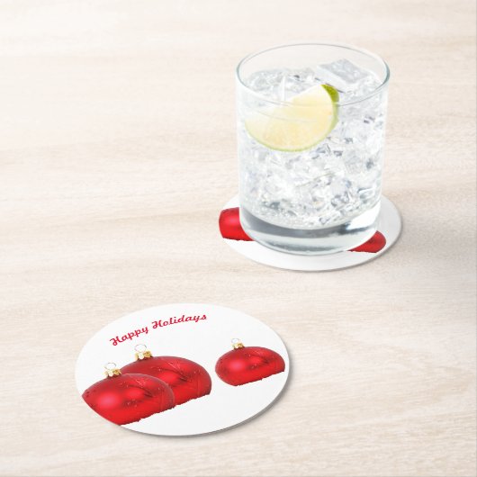 Paper Coaster Happy Holidays Ronde Kartonnen Onderzetter (Insitu)