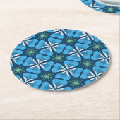 Paper Coaster in bright blue clover geometric Ronde Kartonnen Onderzetter (Gebogen)