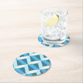 Paper Coaster in square geometric bright blue Ronde Kartonnen Onderzetter (Insitu)