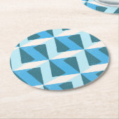 Paper Coaster in square geometric bright blue Ronde Kartonnen Onderzetter (Gebogen)
