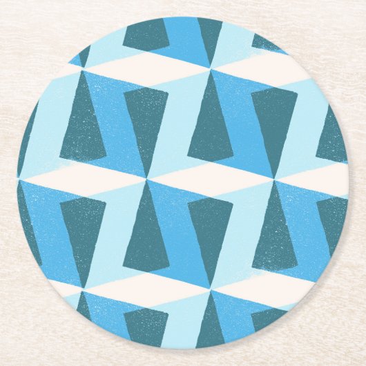 Paper Coaster in square geometric bright blue Ronde Kartonnen Onderzetter (Voorkant)