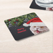 Paper Coaster, Merry Hissmas  Kartonnen Onderzetters (Schuin)