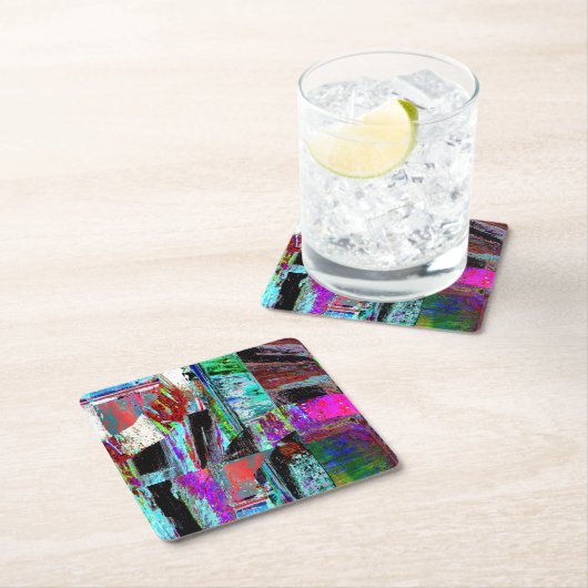 Paper Coaster – Neon Pulse Kartonnen Onderzetters (Insitu)