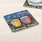 Paper COASTERS- 6-pack - Coffee Time!! Kartonnen Onderzetters (Gebogen)