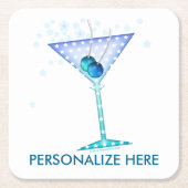 PAPER COASTERS - BLAUWE MARTINI KARTONNEN ONDERZETTERS (Voorkant)