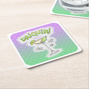 PAPER COASTERS - DAIQUIRI RECEPT COCKTAIL KUNST KARTONNEN ONDERZETTERS