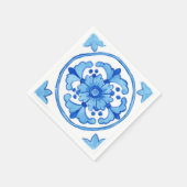 Paper cocktail napkins - blue Sicilian tile design Servet (Hoek)