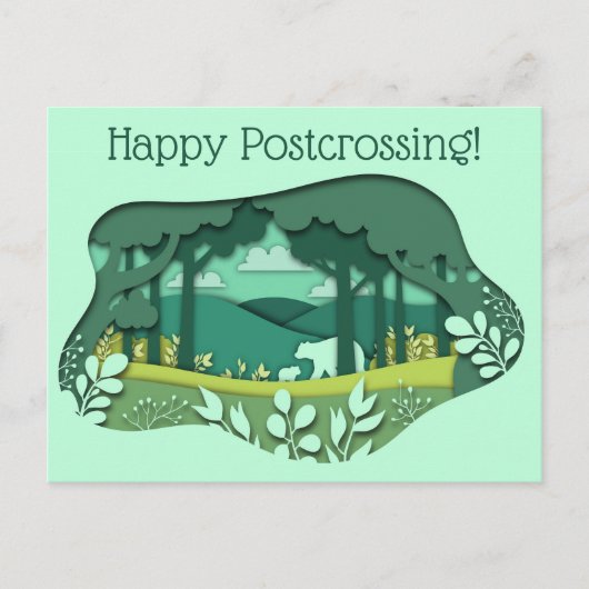 Paper Craft Mama Bear And Cub Briefkaart (Voorkant)