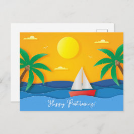 Paper Craft Sunset Ocean Sailing Briefkaart