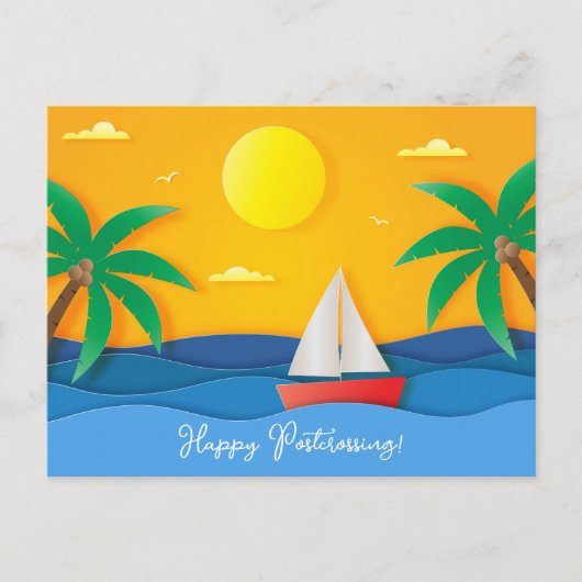 Paper Craft Sunset Ocean Sailing Briefkaart (Voorkant)