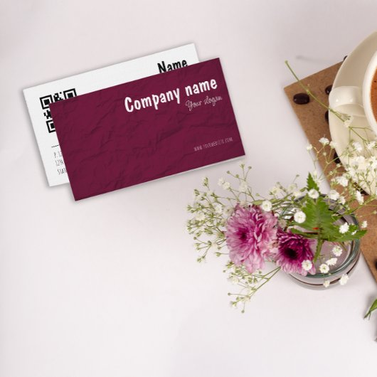 Paper Creative Studios burgundy QR Business Card Visitekaartje