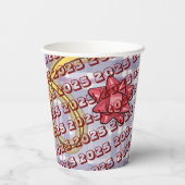 Paper Cup 2025 Gold Bows Papieren Bekers (Achterkant)