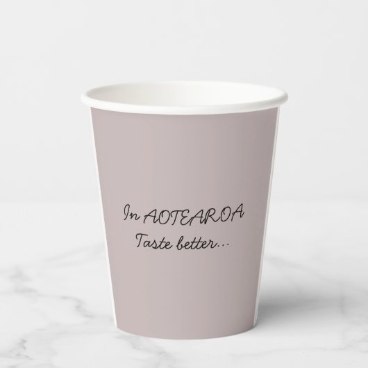 Paper cup Aotearoa Country Shape Fern with Text Papieren Bekers (Achterkant)
