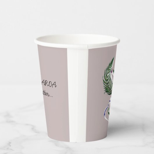 Paper cup Aotearoa Country Shape Fern with Text Papieren Bekers (Rechts)