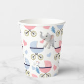 Paper Cup Baby Stroller Stork Elephant Hearts  Papieren Bekers (Voorkant)