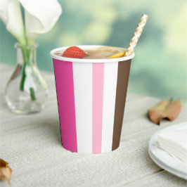 Paper Cup Brown & Pink Stripe  Papieren Bekers