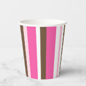 Paper Cup Brown & Pink Stripe Papieren Bekers (Voorkant)