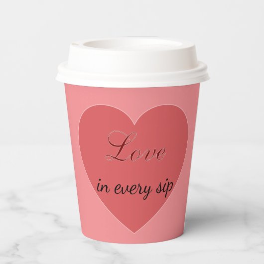Paper cup for Valentine's Day Papieren Bekers (Achterkant)