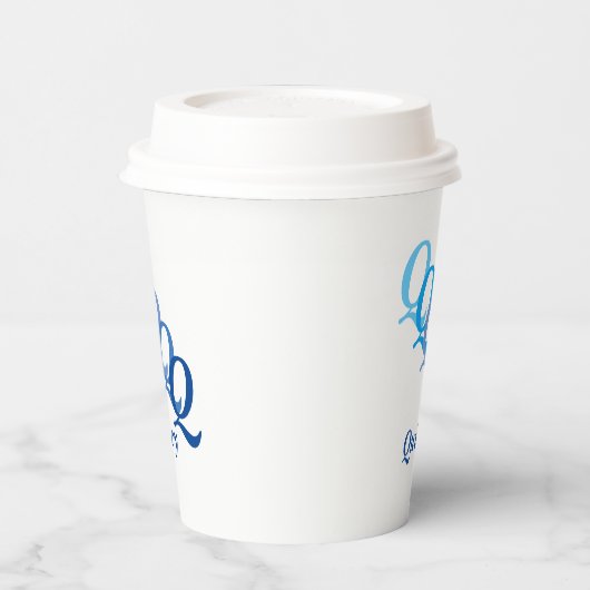 Paper Cup - Gearceerde Initialen, Naam in Blues Papieren Bekers (Links)