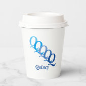 Paper Cup - Gearceerde Initialen, Naam in Blues Papieren Bekers (Achterkant)