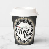Paper cup para navidad con feliz año nuevo dorado papieren bekers (Voorkant)