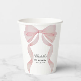 Paper cup Pink Bow Girls Birthday Papieren Bekers
