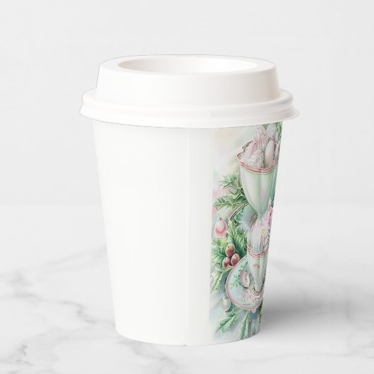 Paper cup-Pink Victorian Christmas Papieren Bekers (Rechts)