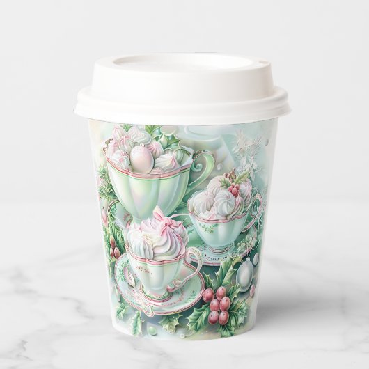 Paper cup-Pink Victorian Christmas Papieren Bekers (Voorkant)