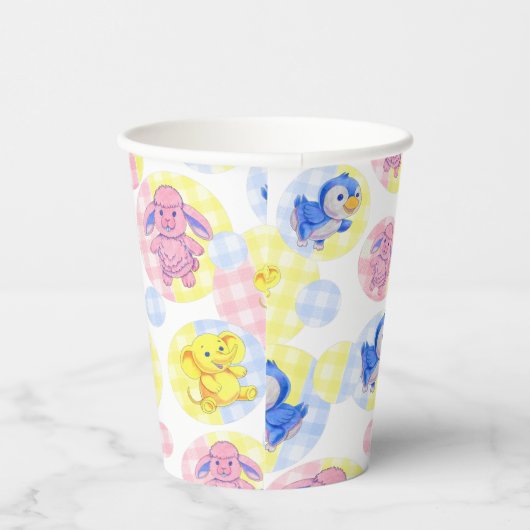 Paper Cup Speelgoed Animal Gingham Papieren Bekers (Rechts)