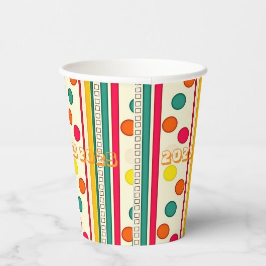 Paper Cup Stripe Circulair 2025 Papieren Bekers (Rechts)