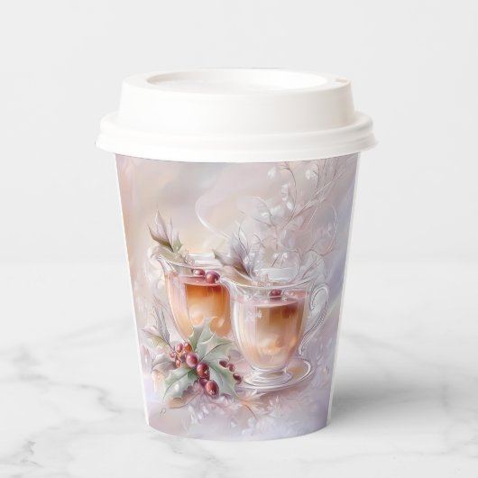 Paper cup-White Victorian Christmas Papieren Bekers (Voorkant)