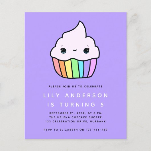 PAPER Cupcake Kind Birthday Party Invitation Flyer (Voorkant)