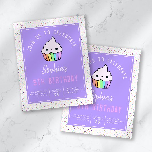 PAPER Cupcake Kind Birthday Party Invitation Flyer
