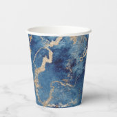 Paper Cups (236 ml) - Blue & Gold Pattern Papieren Bekers (Achterkant)